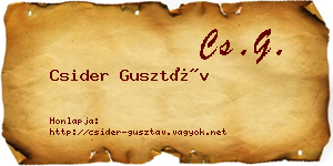 Csider Gusztáv névjegykártya