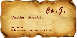Csider Gusztáv névjegykártya